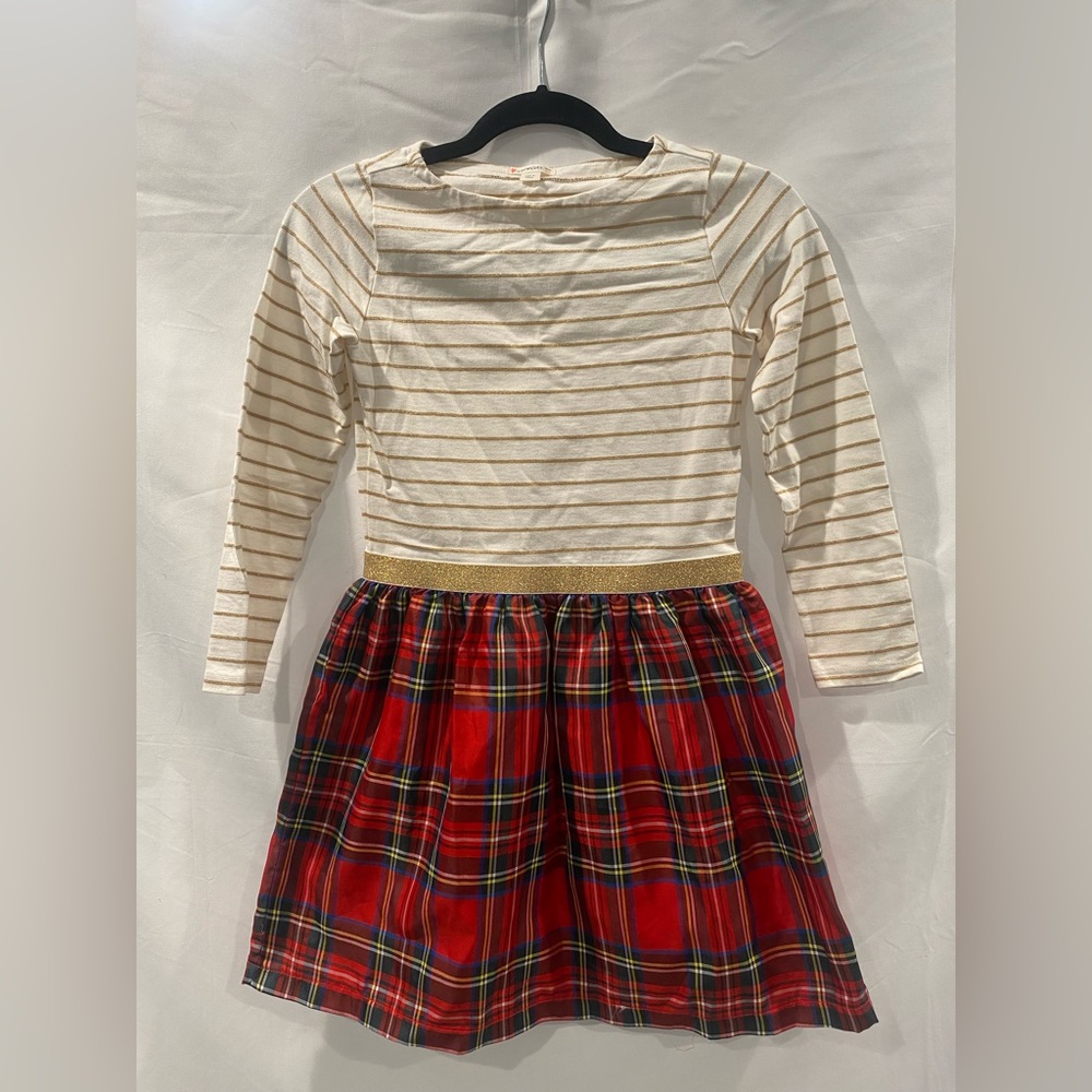 Crewcuts Striped and Plaid Dress - Gold and Red